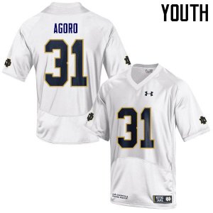 Notre Dame Fighting Irish Youth Temitope Agoro #31 White Under Armour Authentic Stitched College NCAA Football Jersey RWX8399NK